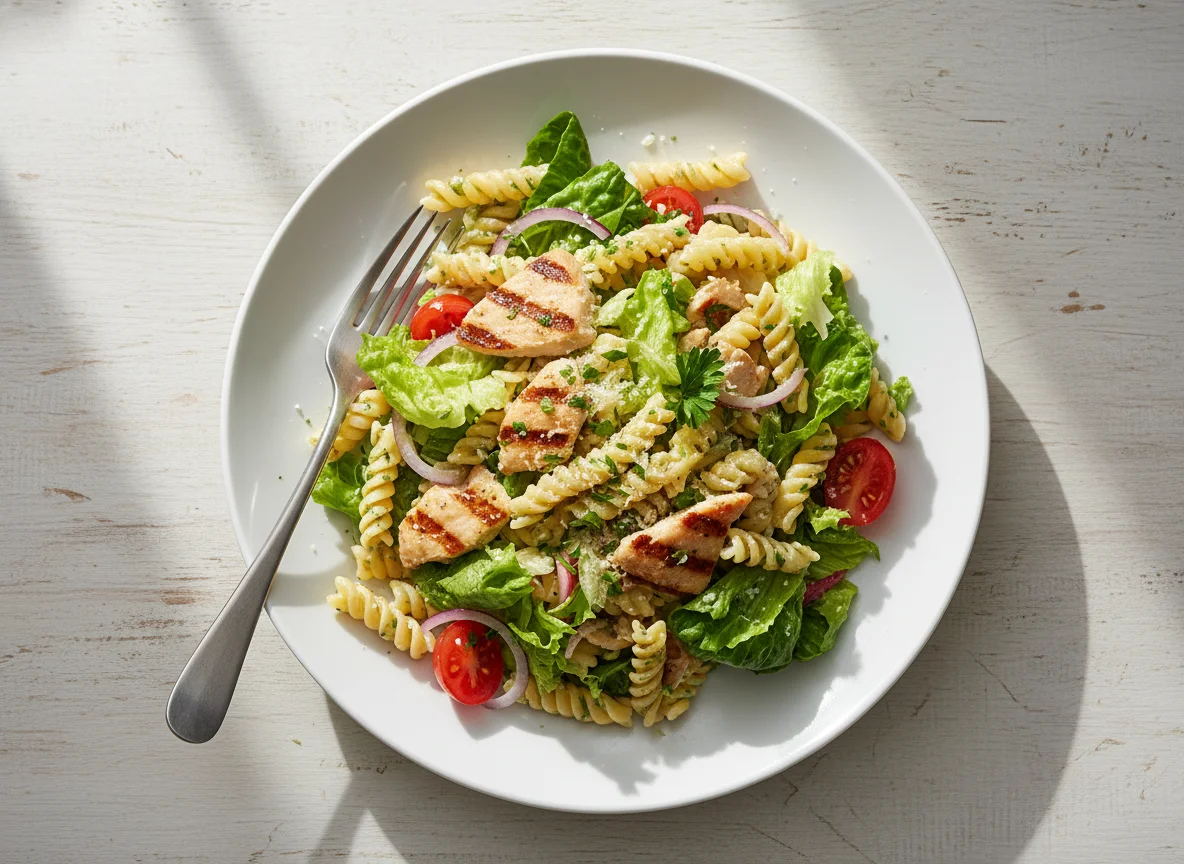 Pasta with Chicken and Lettuce photo