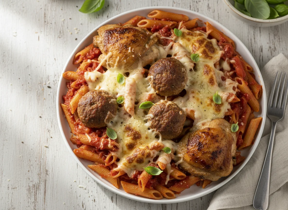 Pasta with Chicken and Meatballs photo