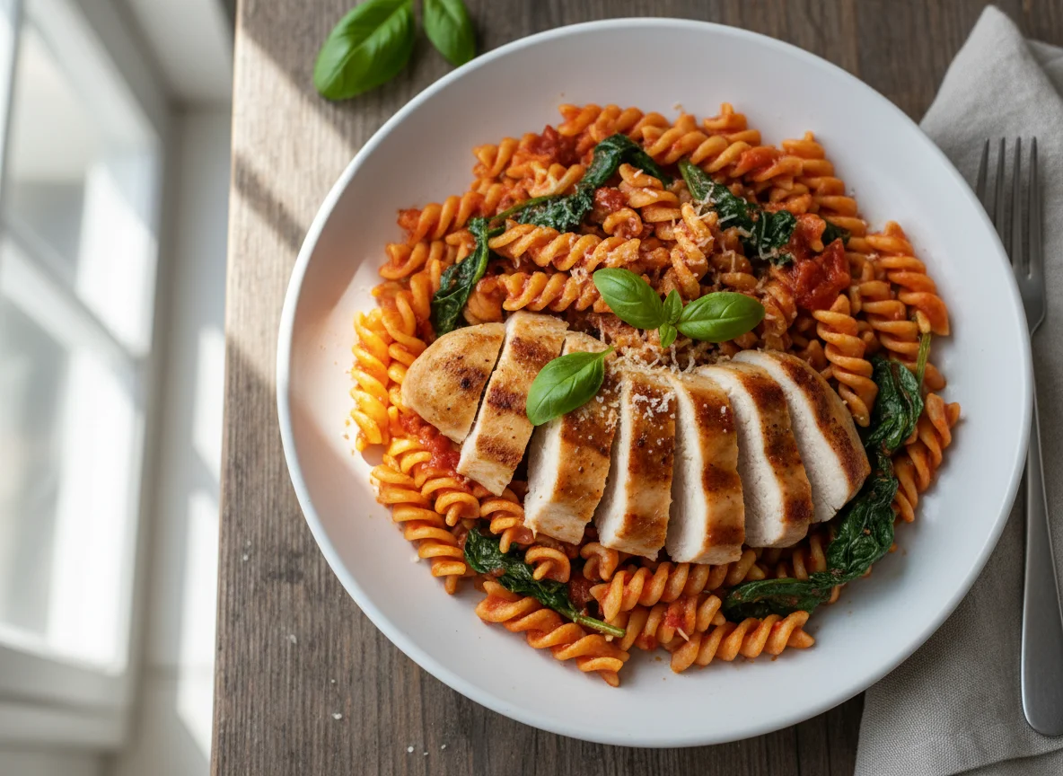 Pasta with Chicken and Tomato Sauce photo