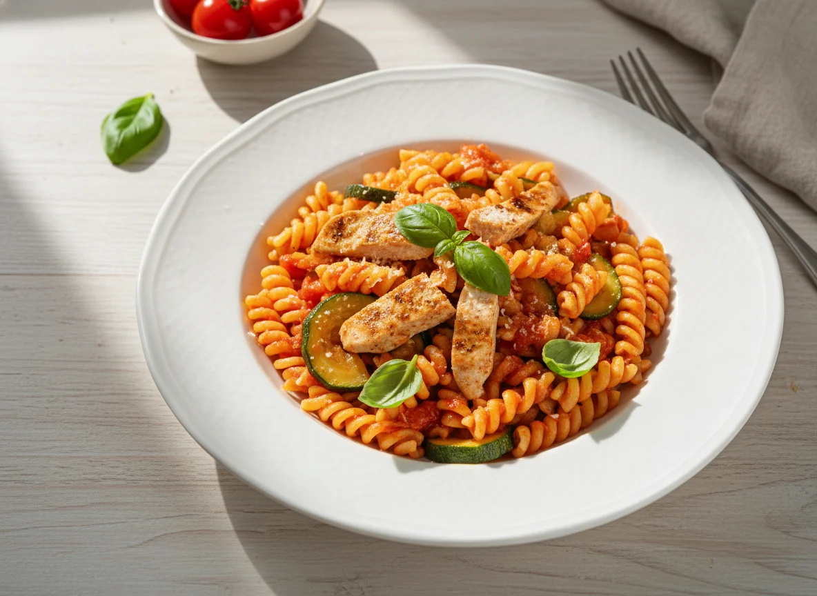 Pasta with Chicken and Zucchini photo