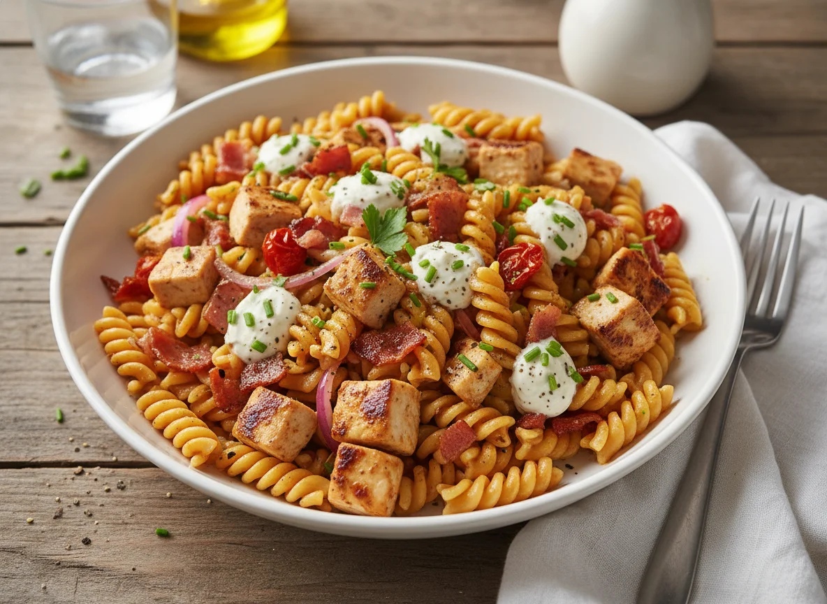 Pasta with Chicken, Bacon and Aioli photo