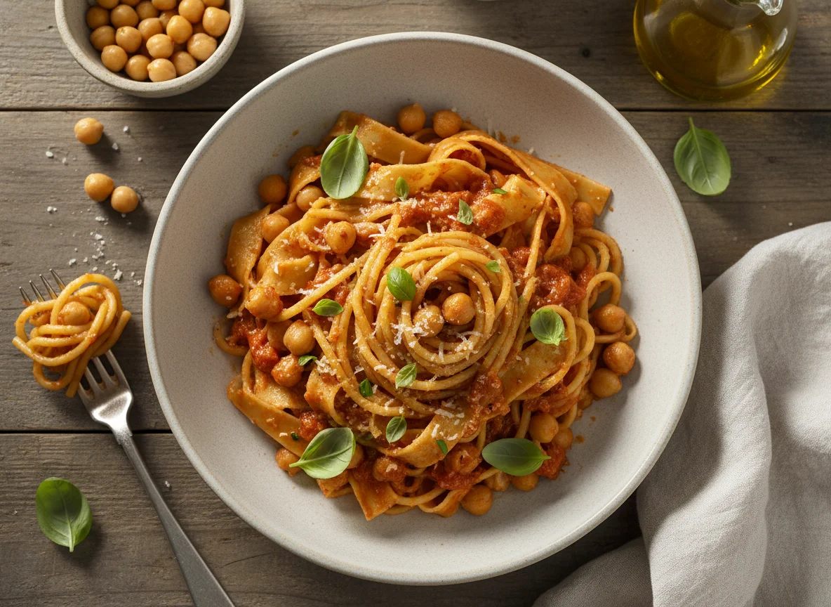 Pasta with Chickpeas and Creamy Tomato Sauce photo