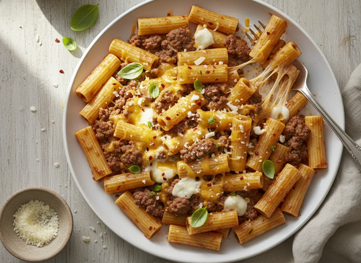 Pasta with Ground Beef and Cheese photo