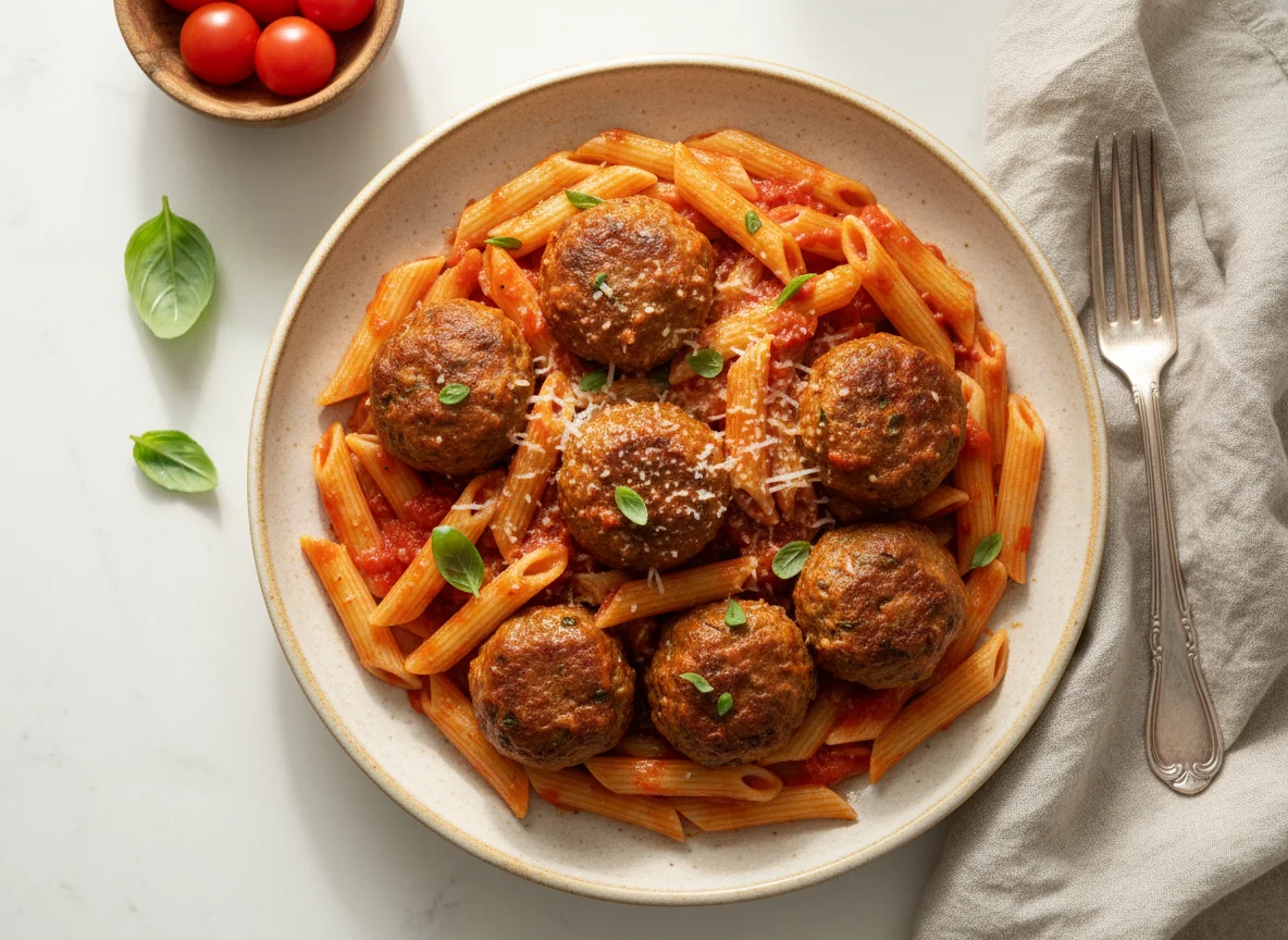 Pasta with Meatballs and Tomato Sauce photo