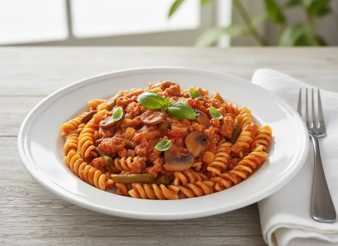Pasta with Minced Turkey and Vegetables photo