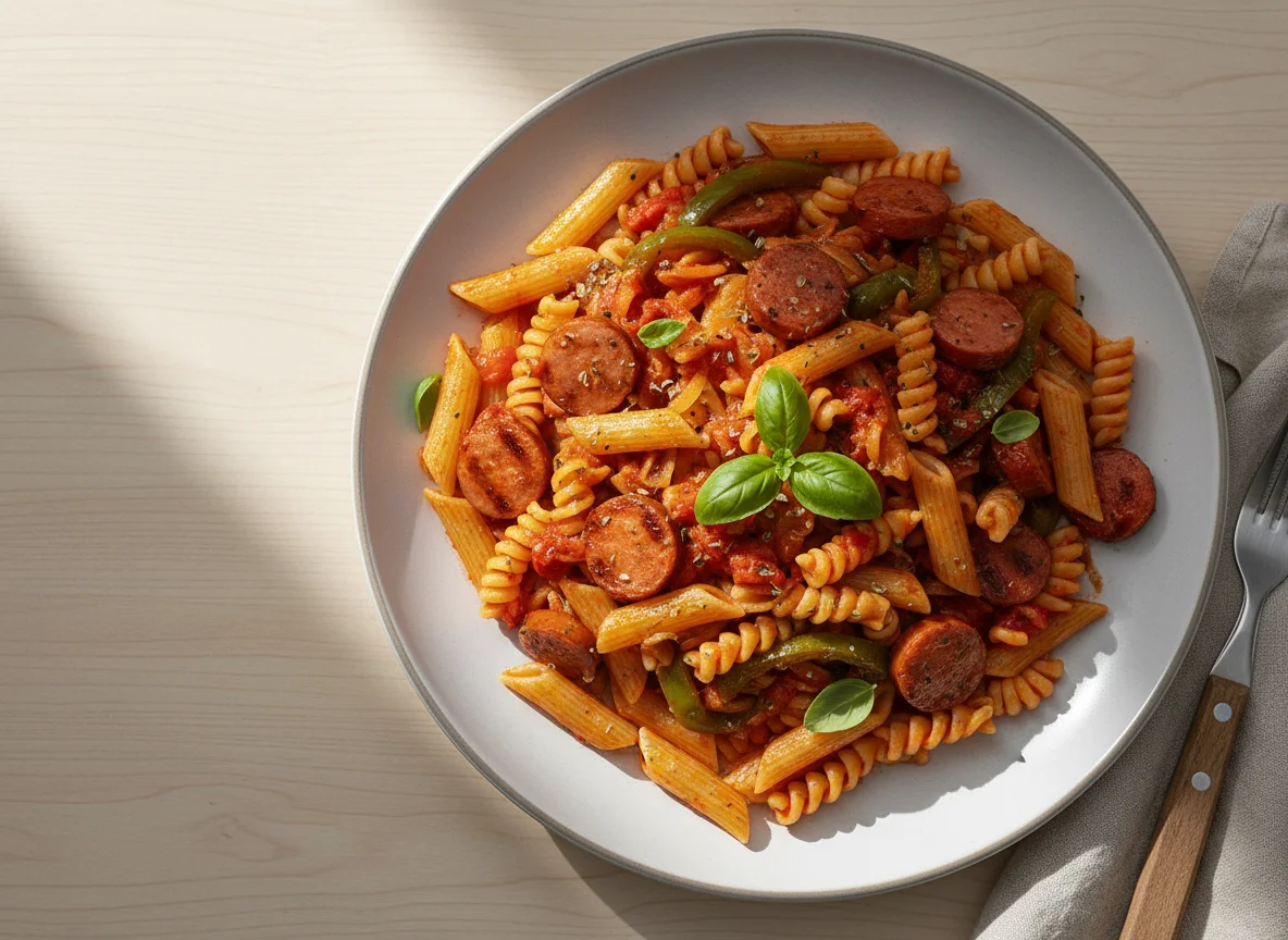 Pasta with Sausage and Bell Peppers photo