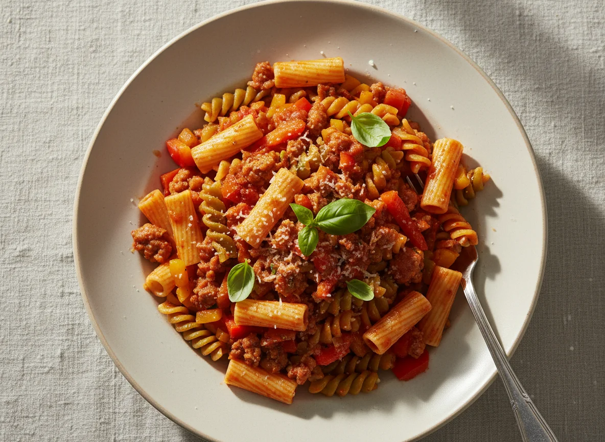 Pasta with Sausage and Tomato Sauce photo