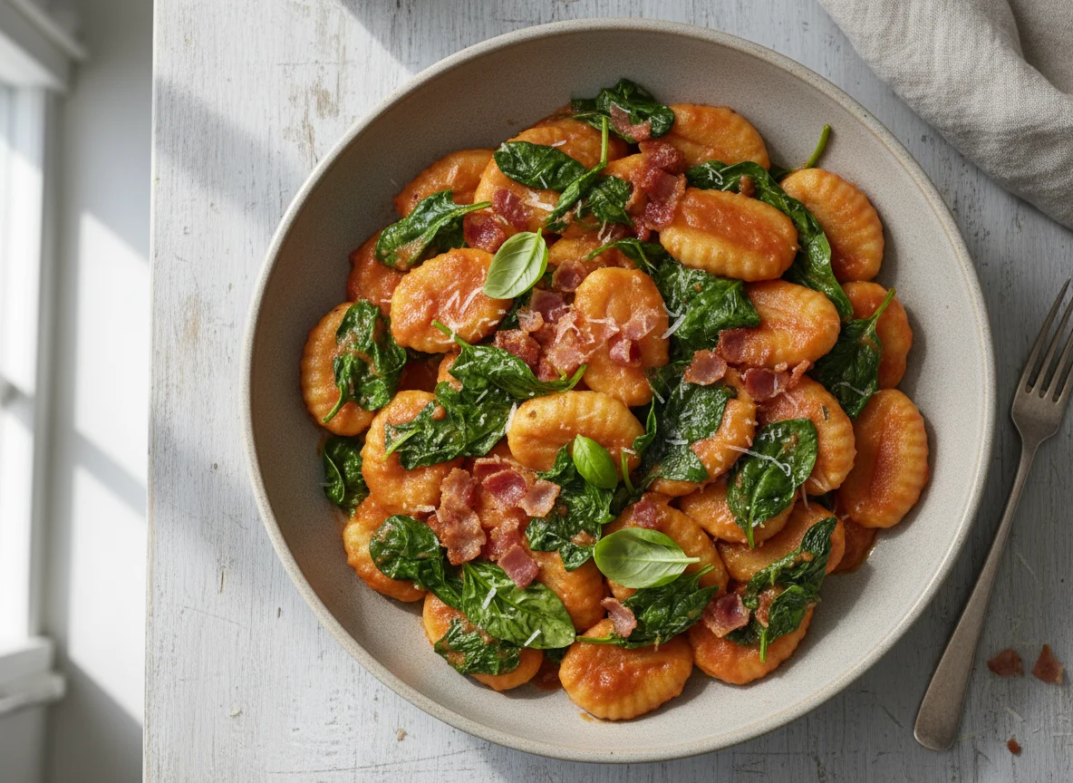 Pasta with Spinach and Tomato Sauce photo