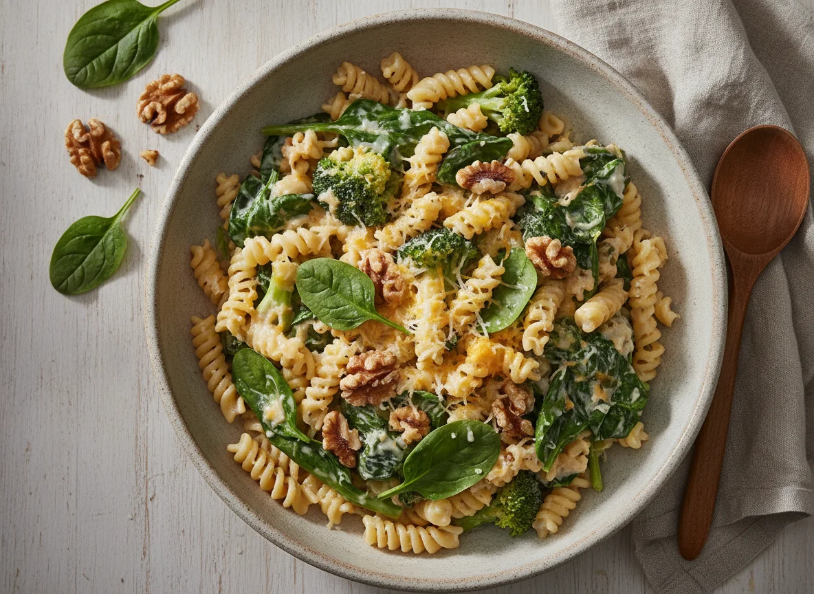 Pasta with Spinach, Broccoli, and Walnuts photo