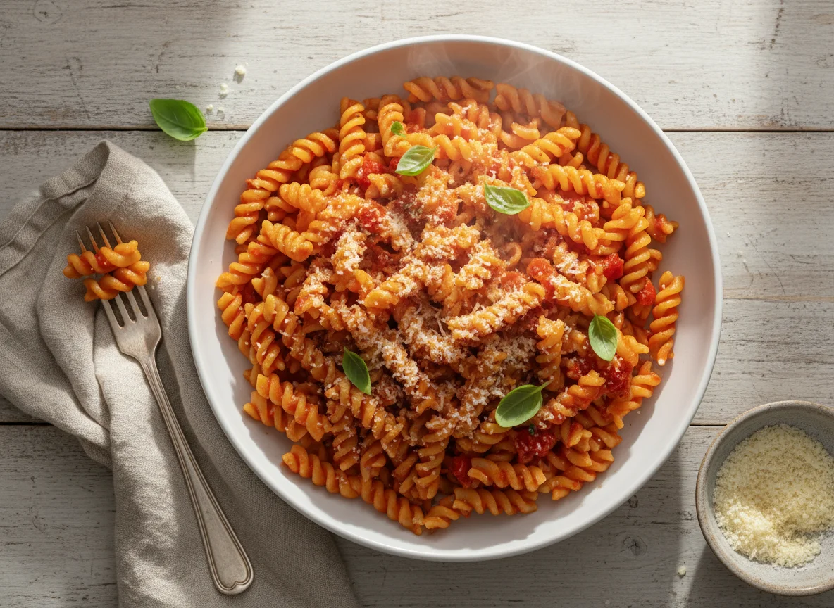 Pasta with Tomato Sauce and Cheese photo