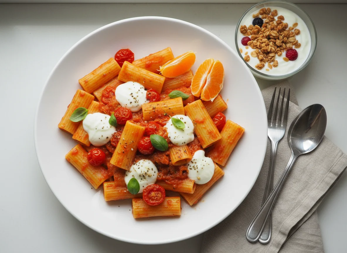 Pasta with Tomato Sauce and Mozzarella photo