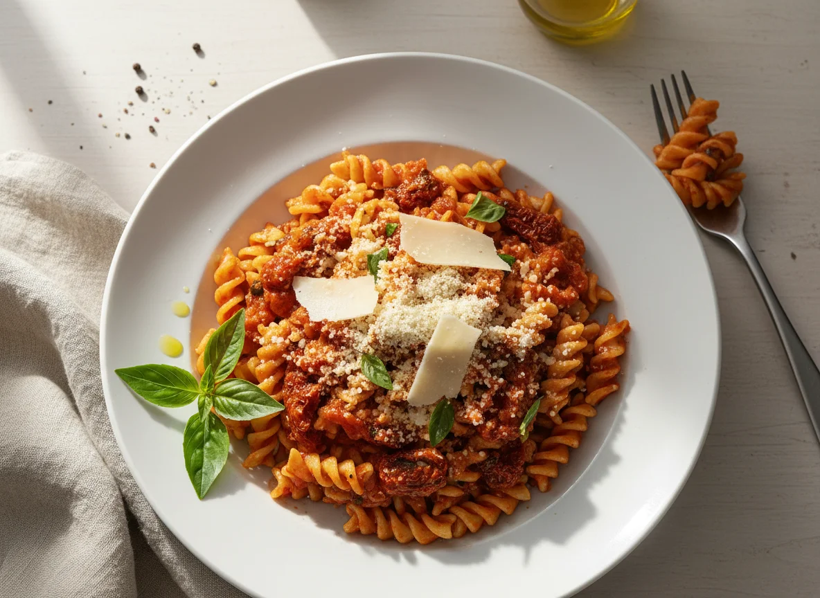 Pasta with Tomato Sauce and Parmesan photo