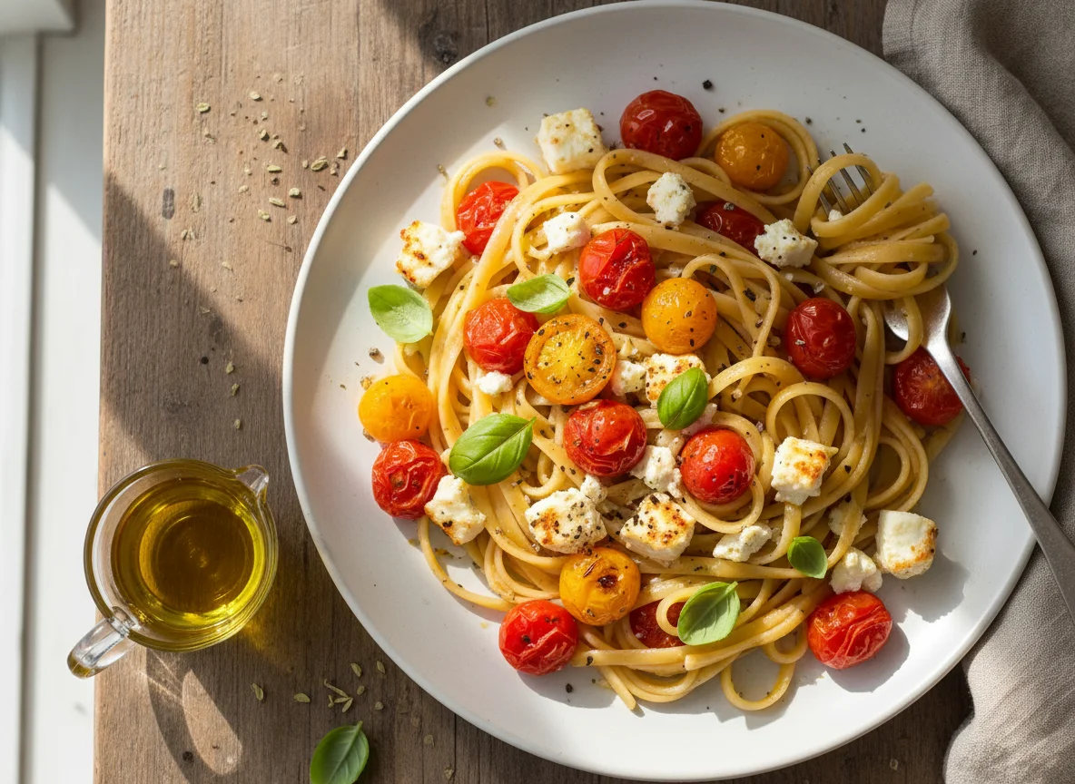 Pasta with Tomatoes and Feta photo