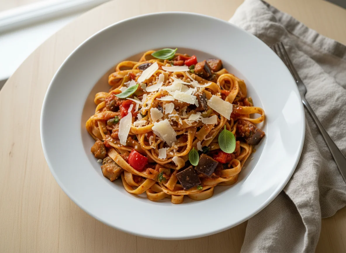 Pasta with Vegetables and Parmesan photo