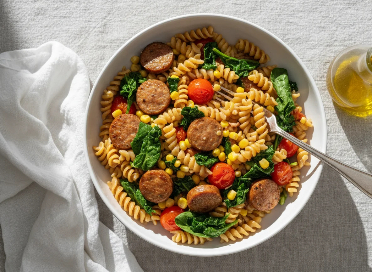 Pasta with Vegetables and Sausage photo