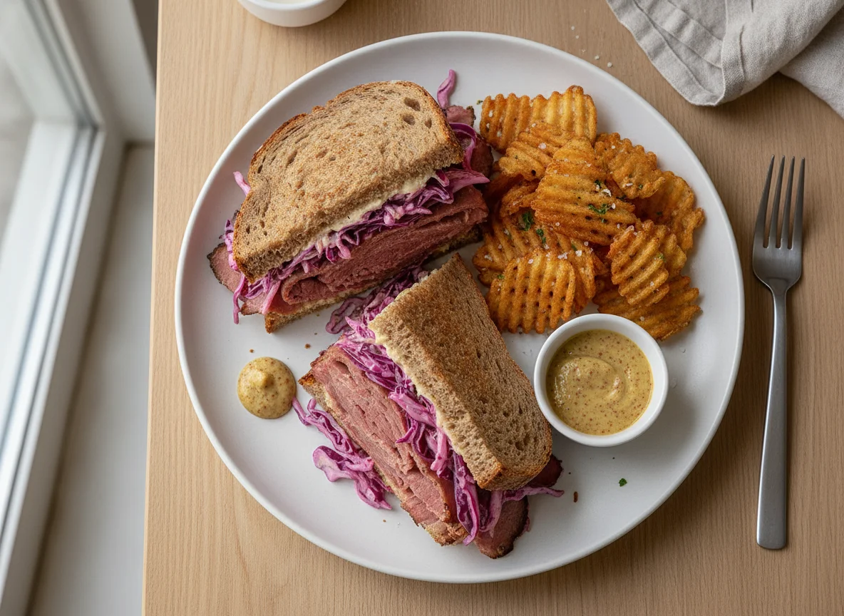 Pastrami Sandwich with Potato Dippers photo