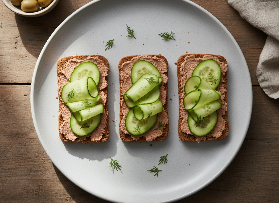 Pâté and Cucumber on Dark Bread photo