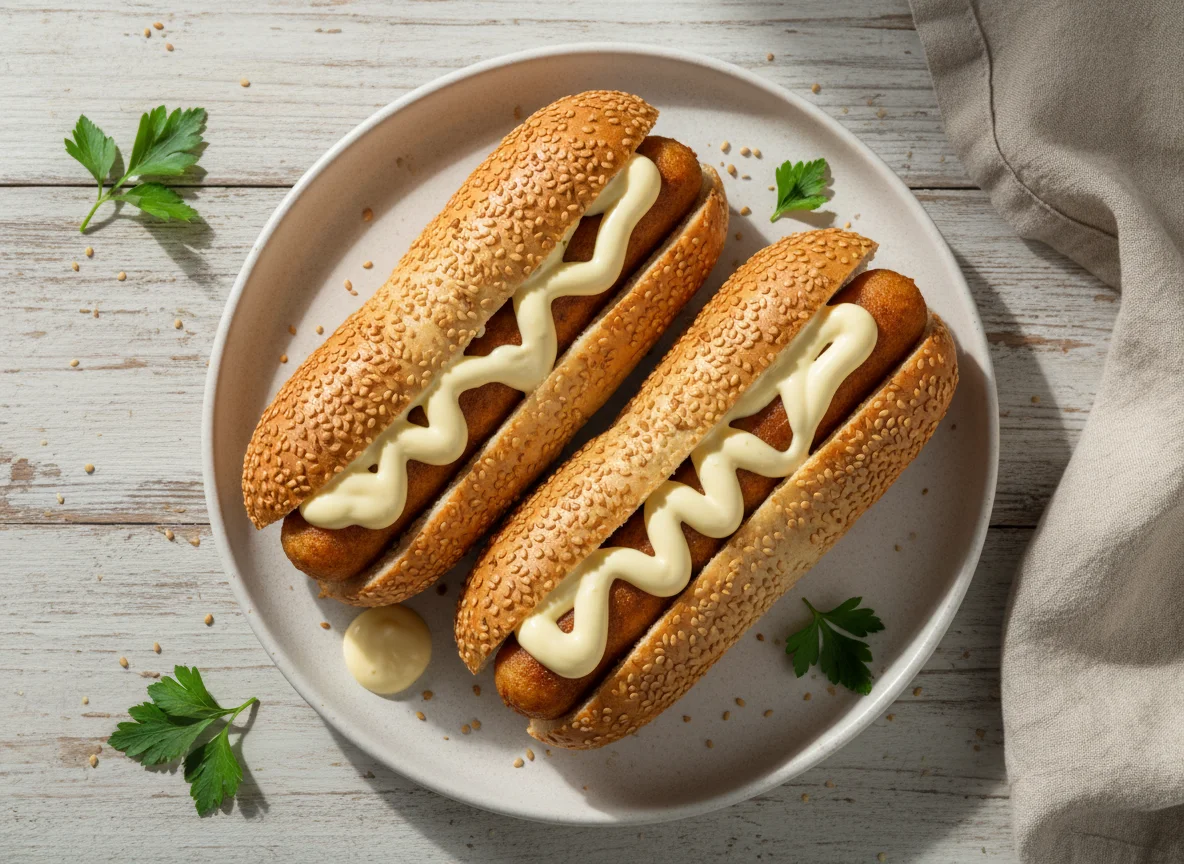 Patties in bread rolls with sauce photo