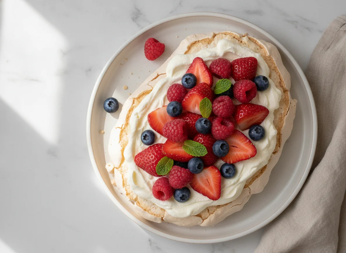 Pavlova with Fresh Berries photo