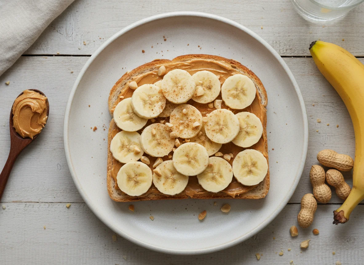 Peanut butter and banana on toast photo