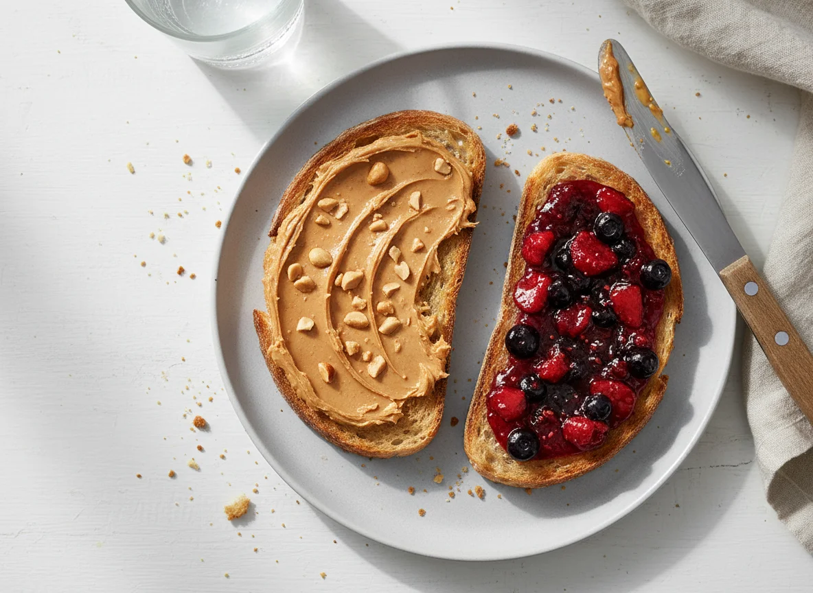 Peanut Butter and Jam on Sourdough Toast photo