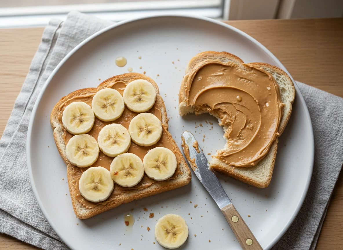 Peanut Butter Toast and Banana photo