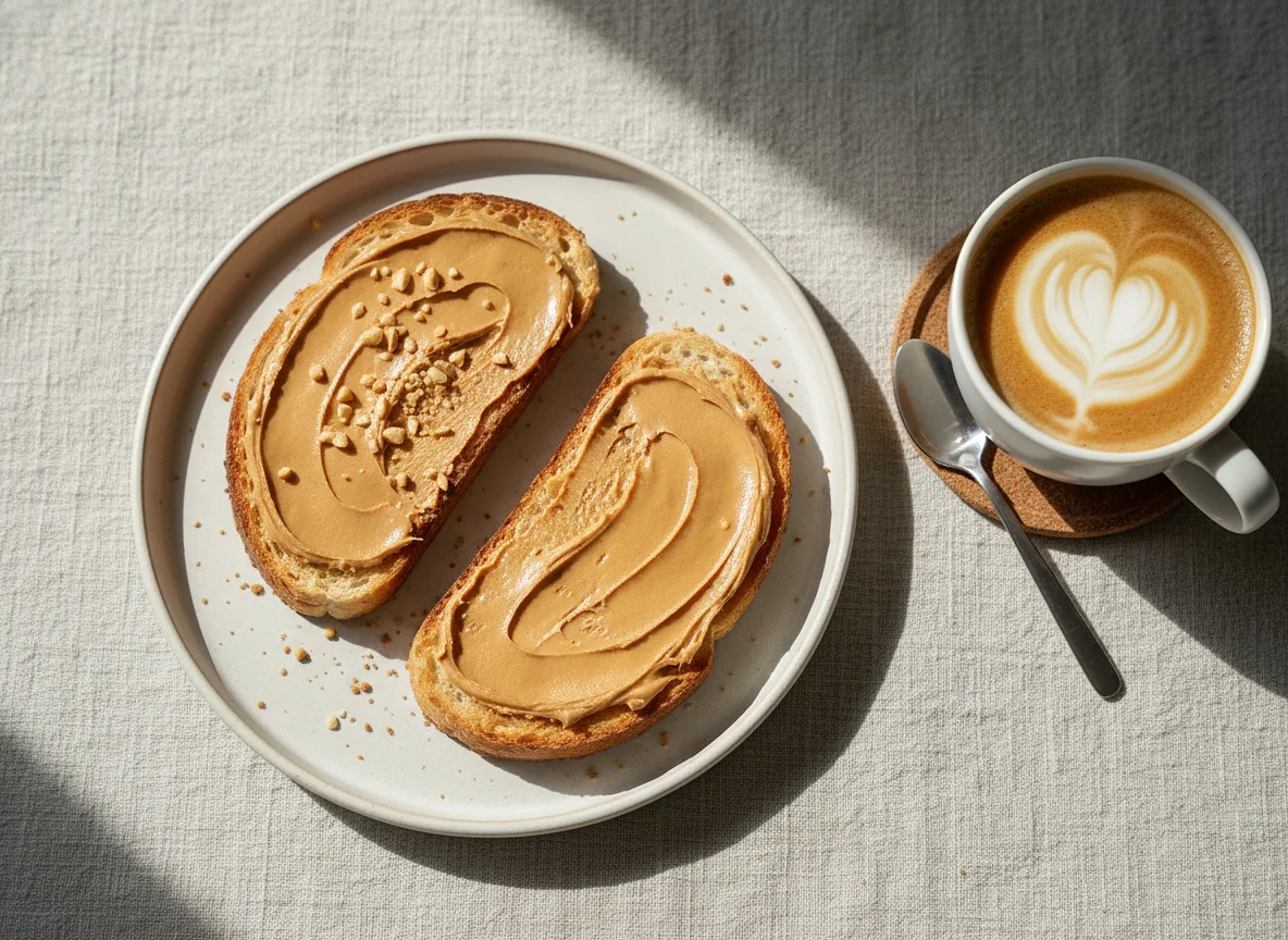 Peanut Butter Toast with Coffee photo