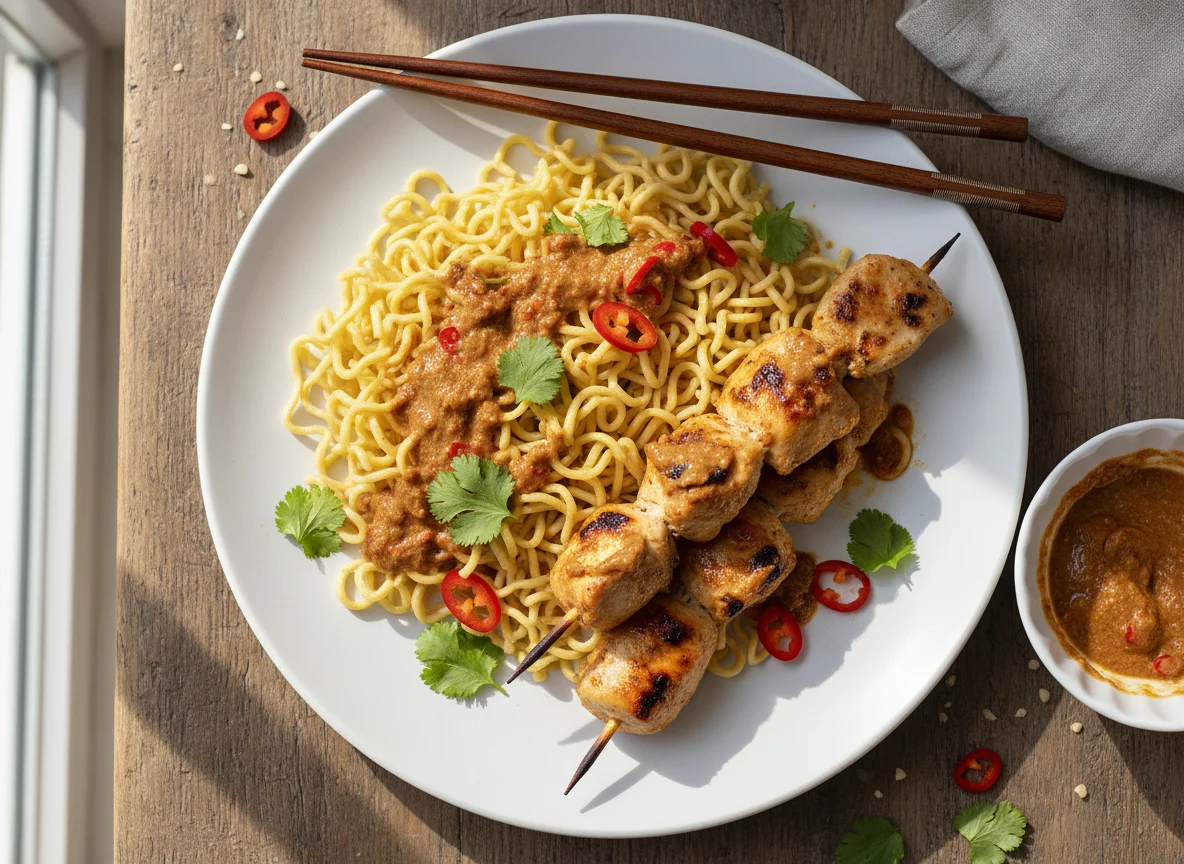 Peanut Free Satay Chicken with Noodles photo