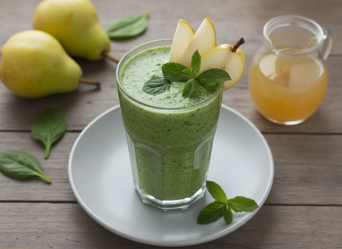 Pear Spinach Mint Smoothie photo