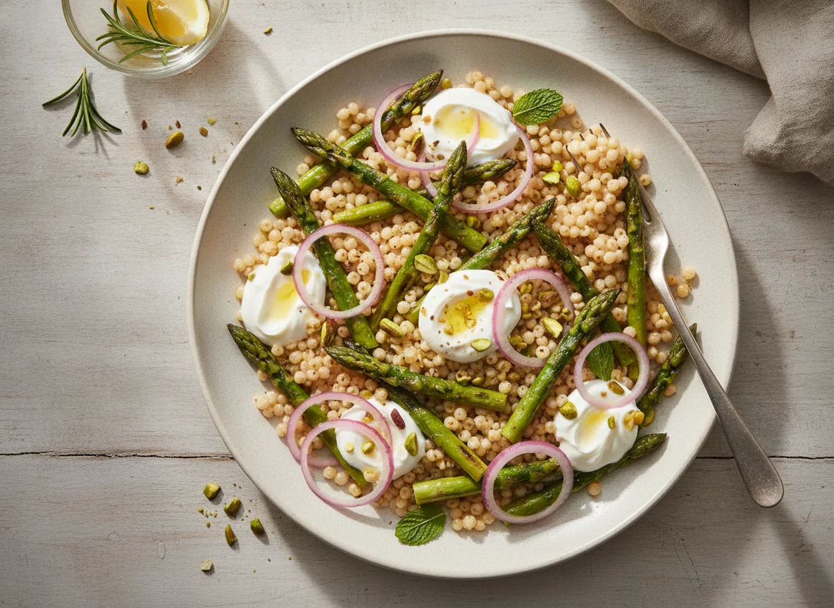 Pearl Couscous Salad with Asparagus and Yogurt photo