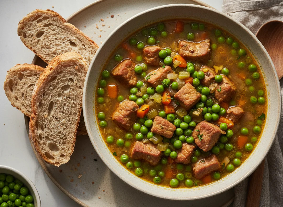 Peas and Pork Stew with Bread photo
