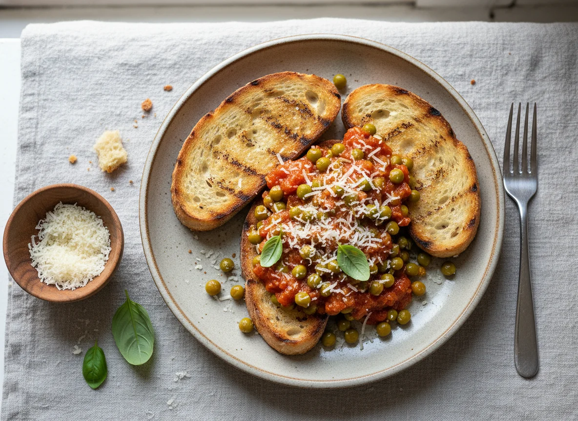 Peas with Toast and Cheese photo