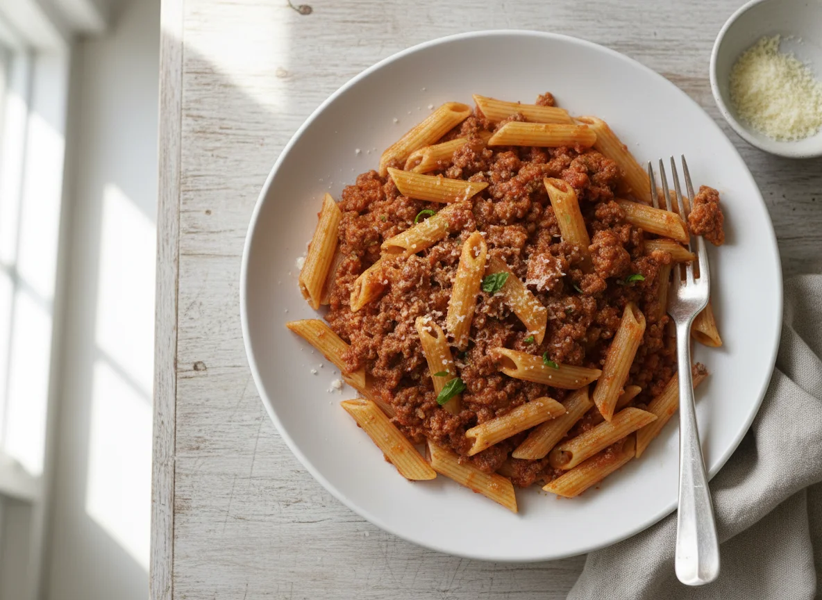 Penne Pasta with Meat Sauce photo