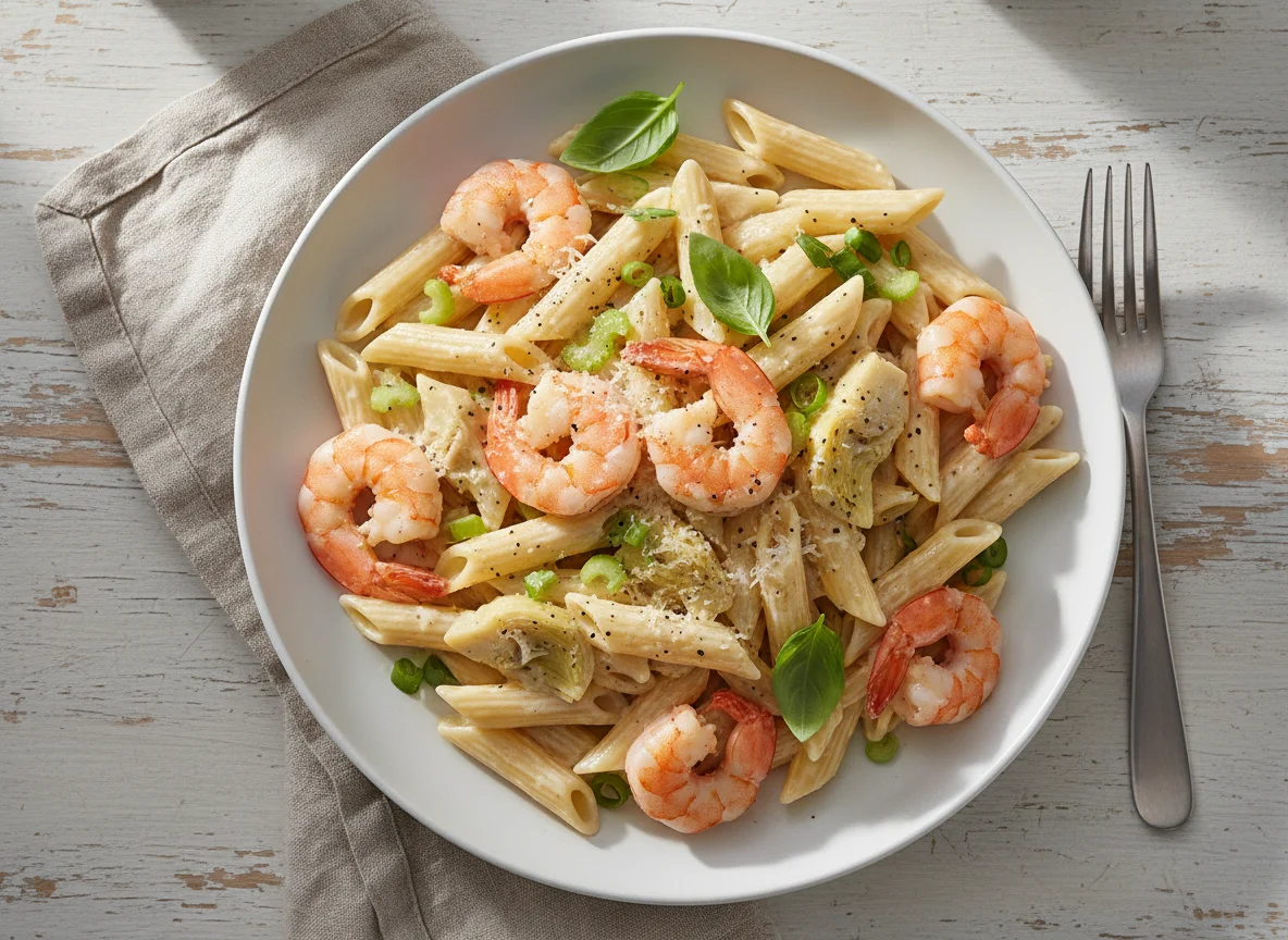 Penne Pasta with Shrimp and Cream Sauce photo