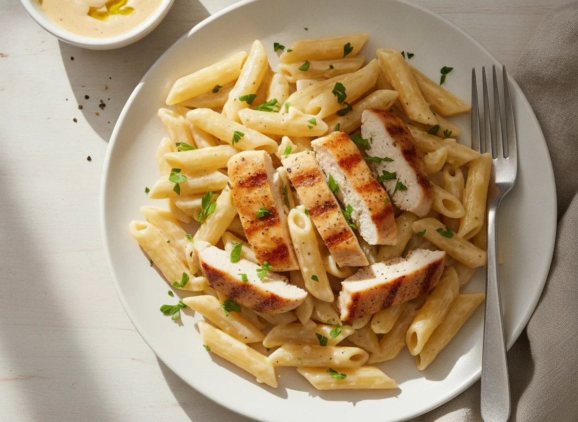 Penne with Chicken and Creamy Sauce photo