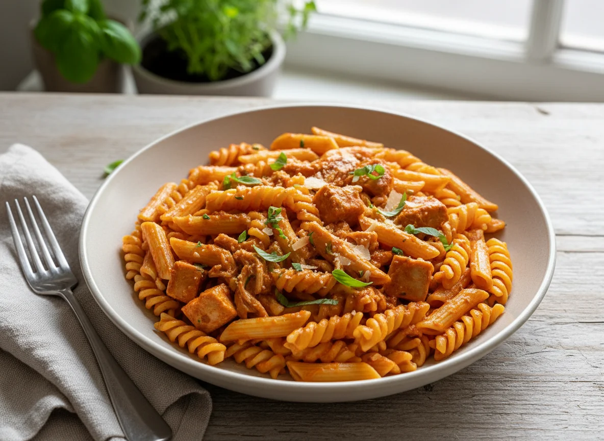Penne with Creamy Tomato Chicken Thigh Sauce photo