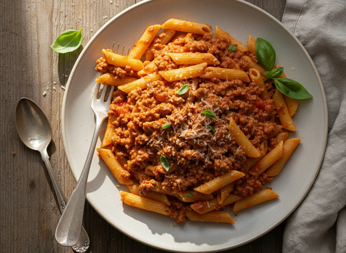 Penne with Meat Sauce photo