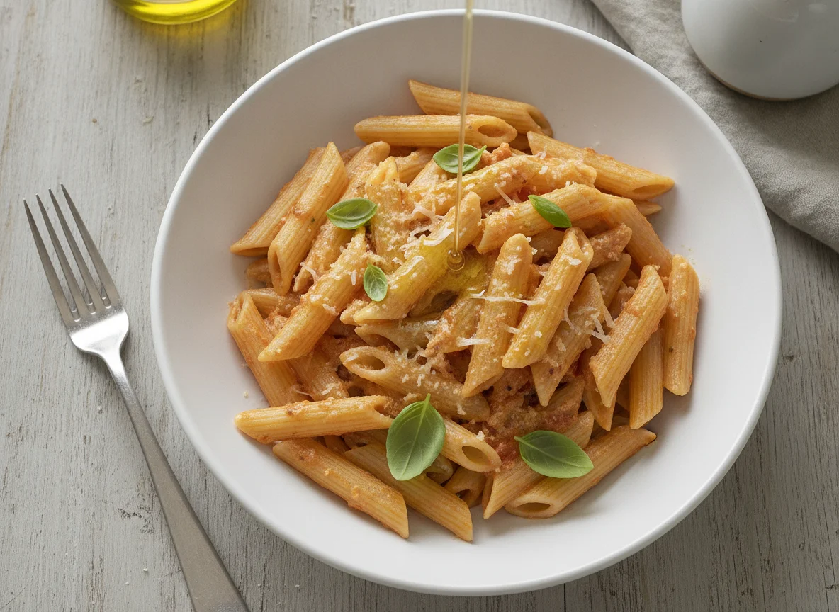 Penne with Tomato and Cream Sauce photo