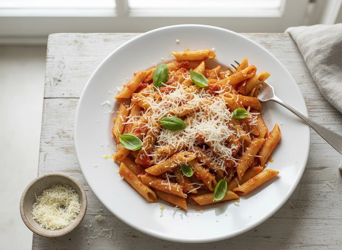 Penne with Tomato Sauce and Parmesan photo