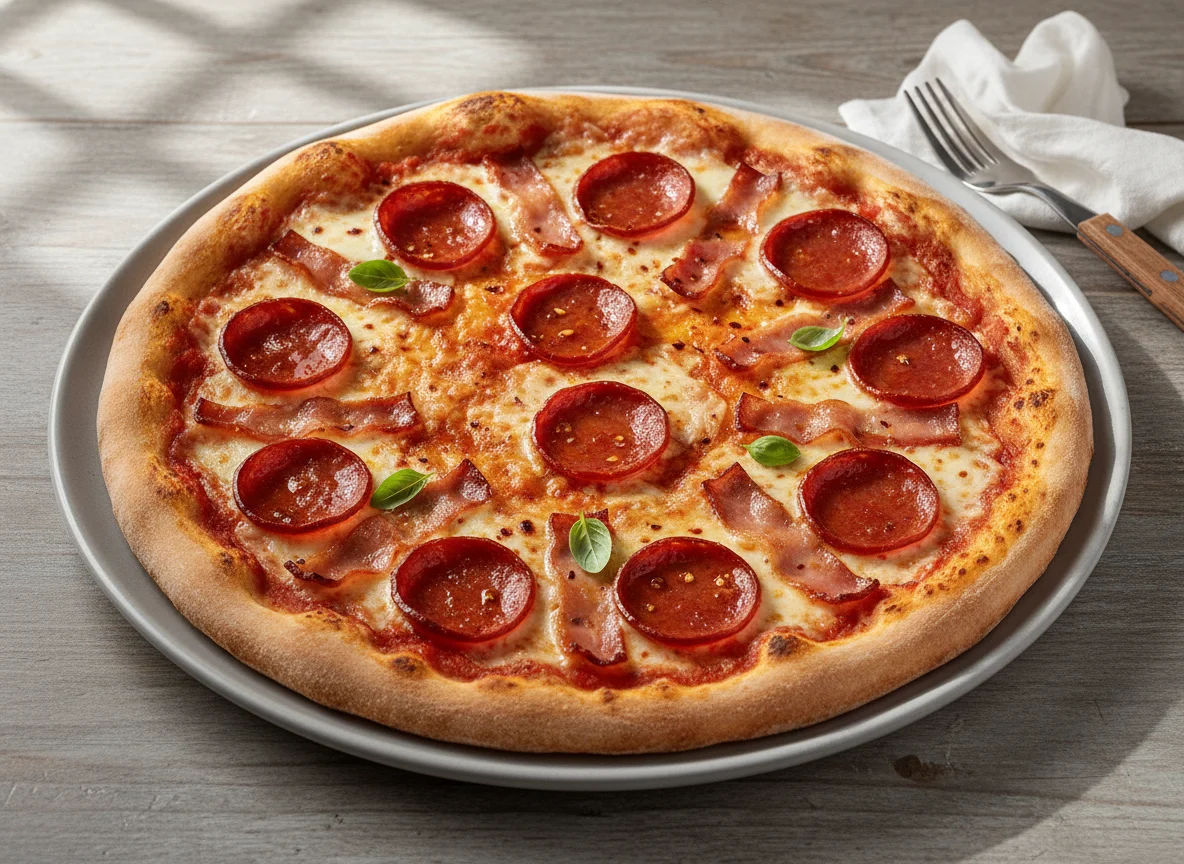 Pepperoni and Bacon Pizza photo