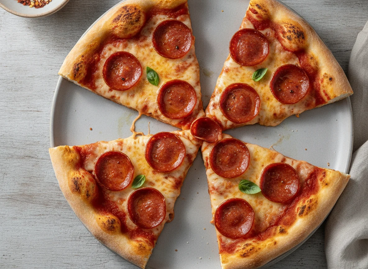 Pepperoni and Cheese Pizza Slices photo