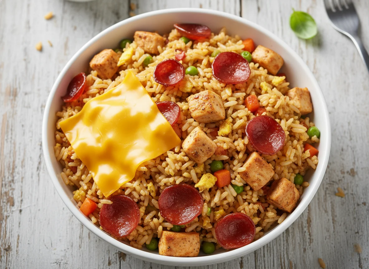 Pepperoni and Chicken Fried Rice Bowl photo