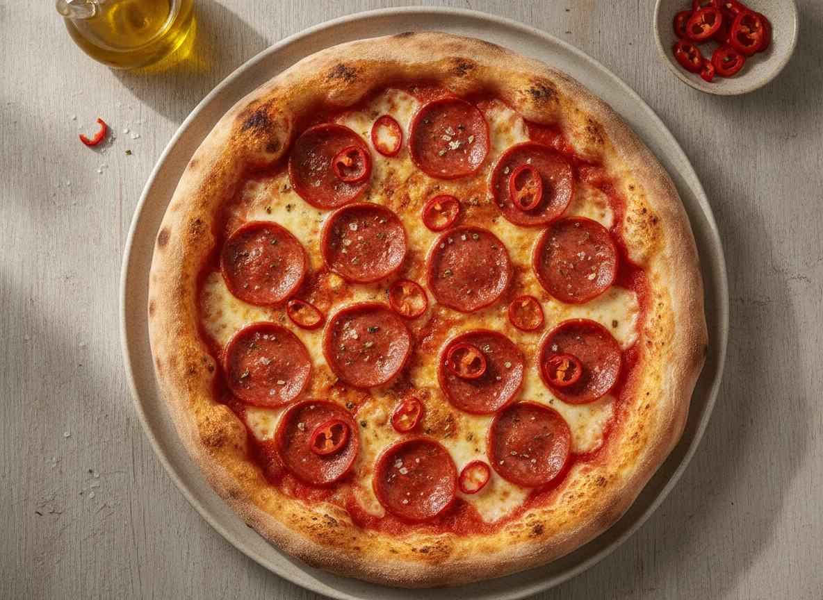 Pepperoni and Chili Pizza photo
