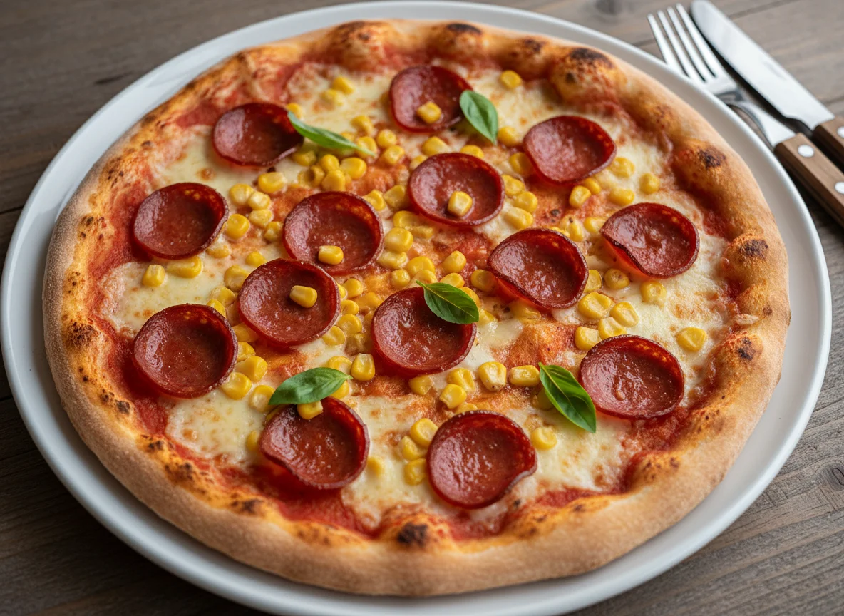 Pepperoni and Corn Pizza photo