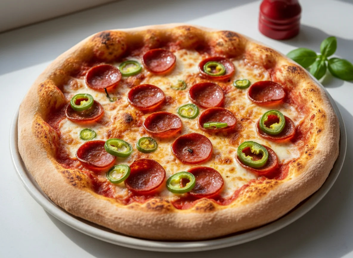 Pepperoni and Jalapeño Pizza photo