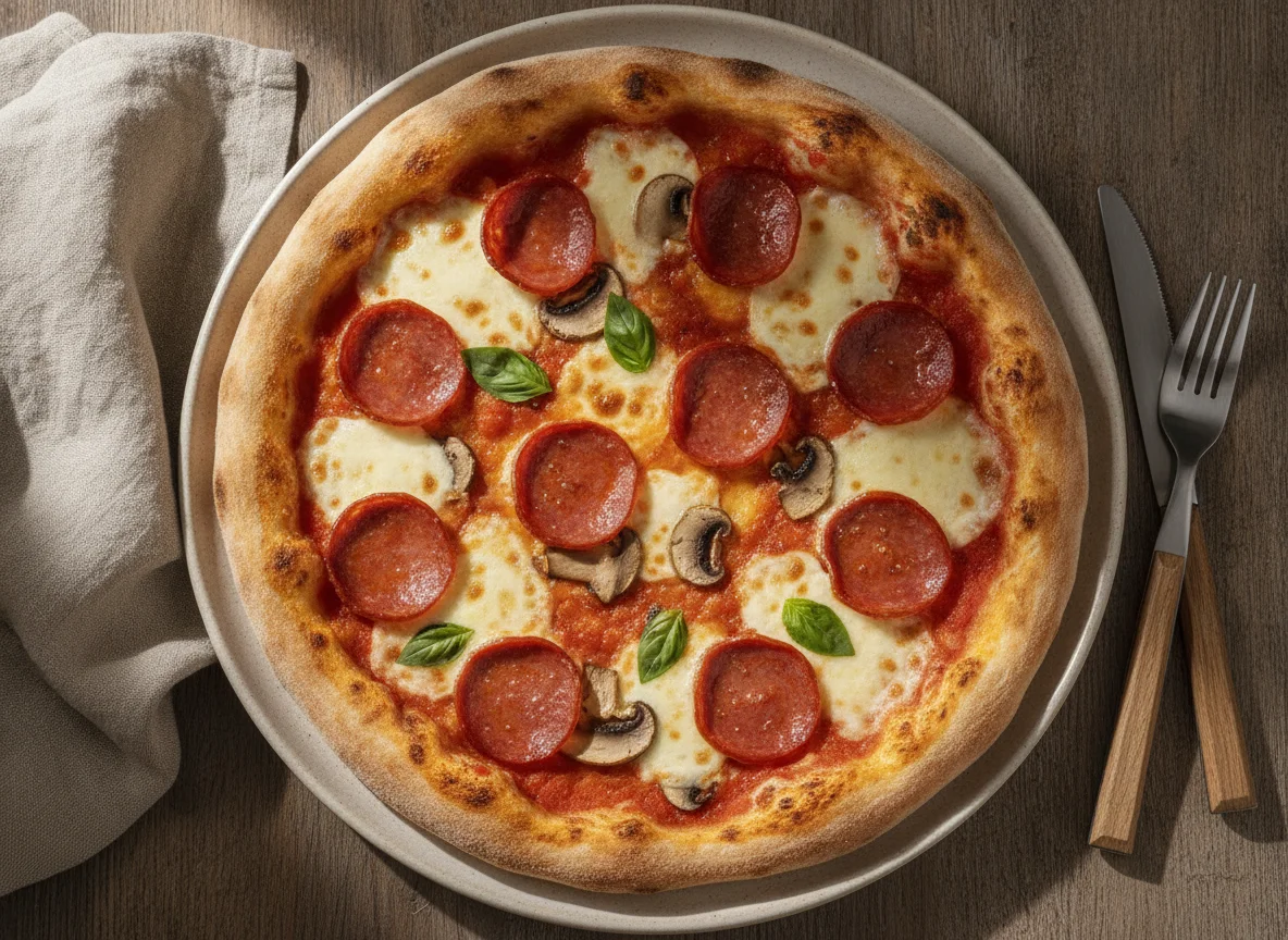 Pepperoni and Mushroom Pizza photo