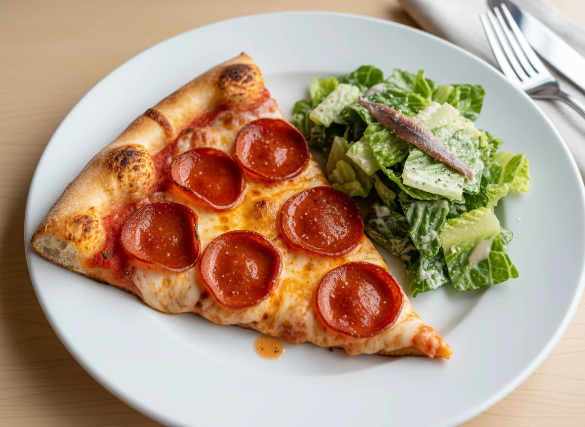 Pepperoni Pizza with Side Salad photo