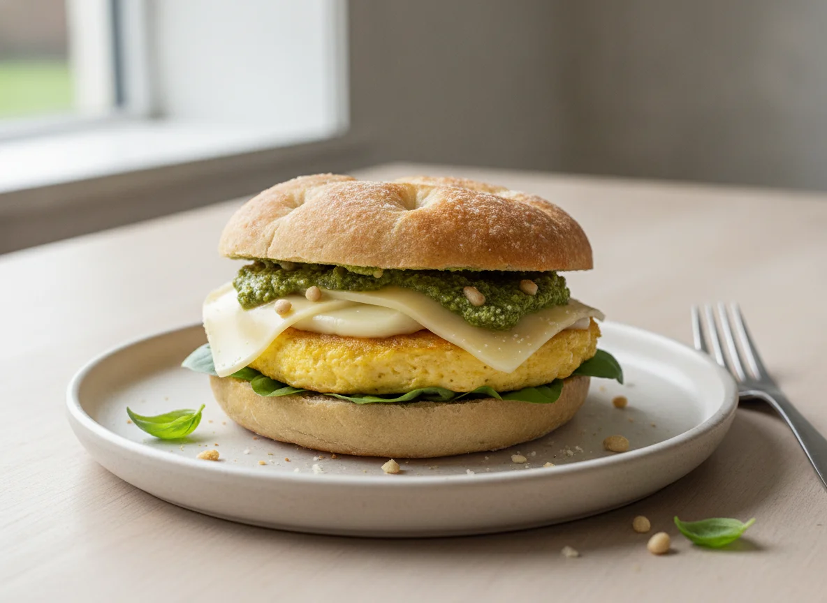 Pesto Egg and Cheese Breakfast Sandwich photo