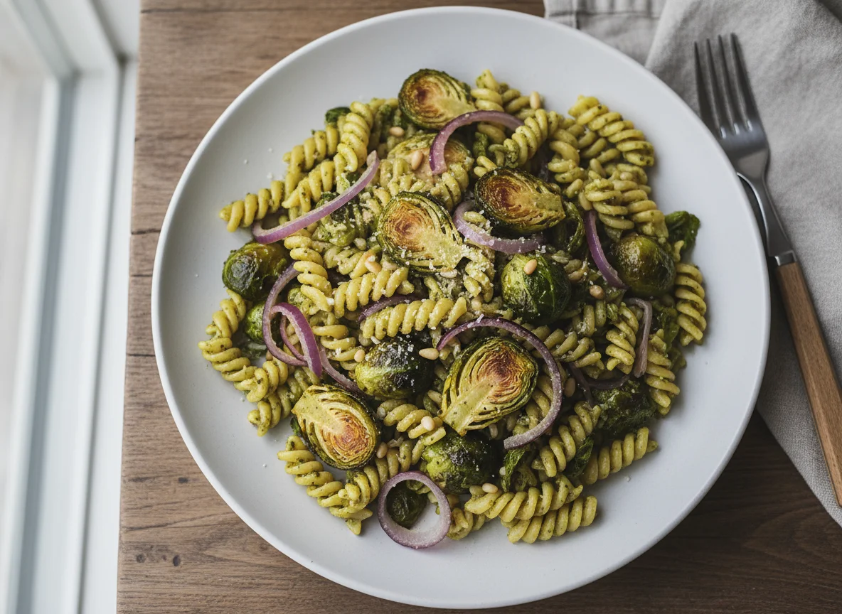 Pesto Pasta with Brussels Sprouts photo