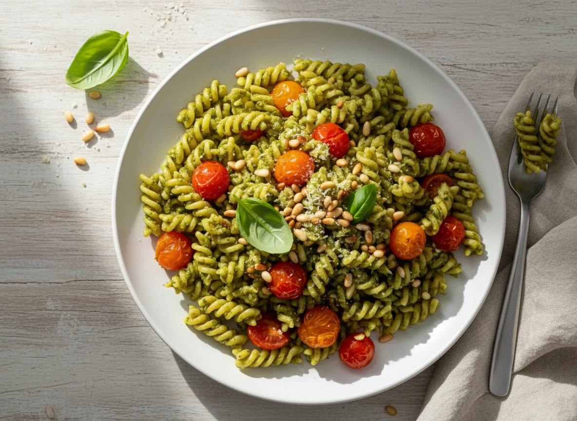 Pesto Pasta with Cherry Tomatoes photo